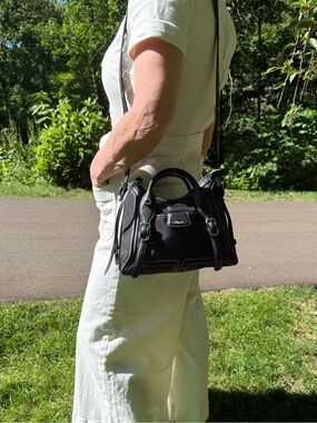 3.1 Phillip Lim Pashli Moto Nylon Satchel in black with silver-tone hardware